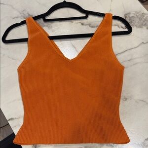 Aritzia Vibrant Orange V-Neck Tank Top